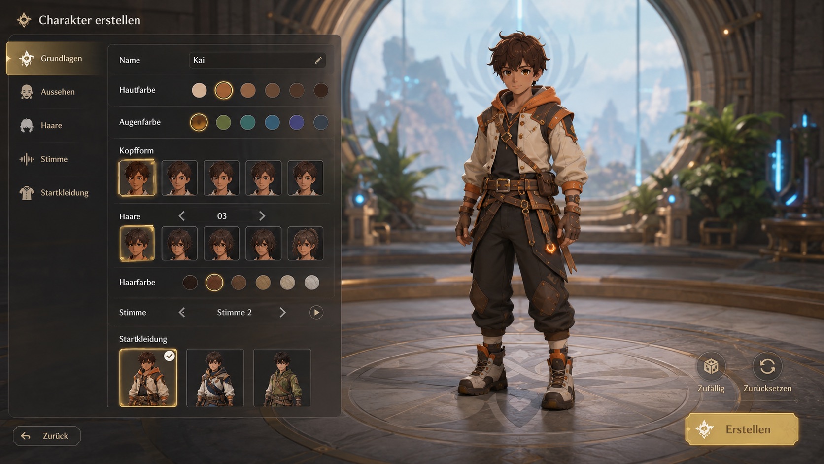 Early character creation screen