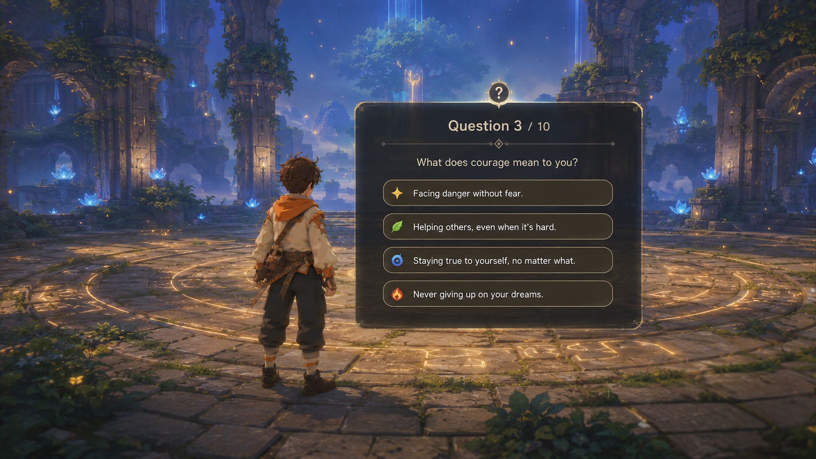 In-game dream question: What does courage mean to you?